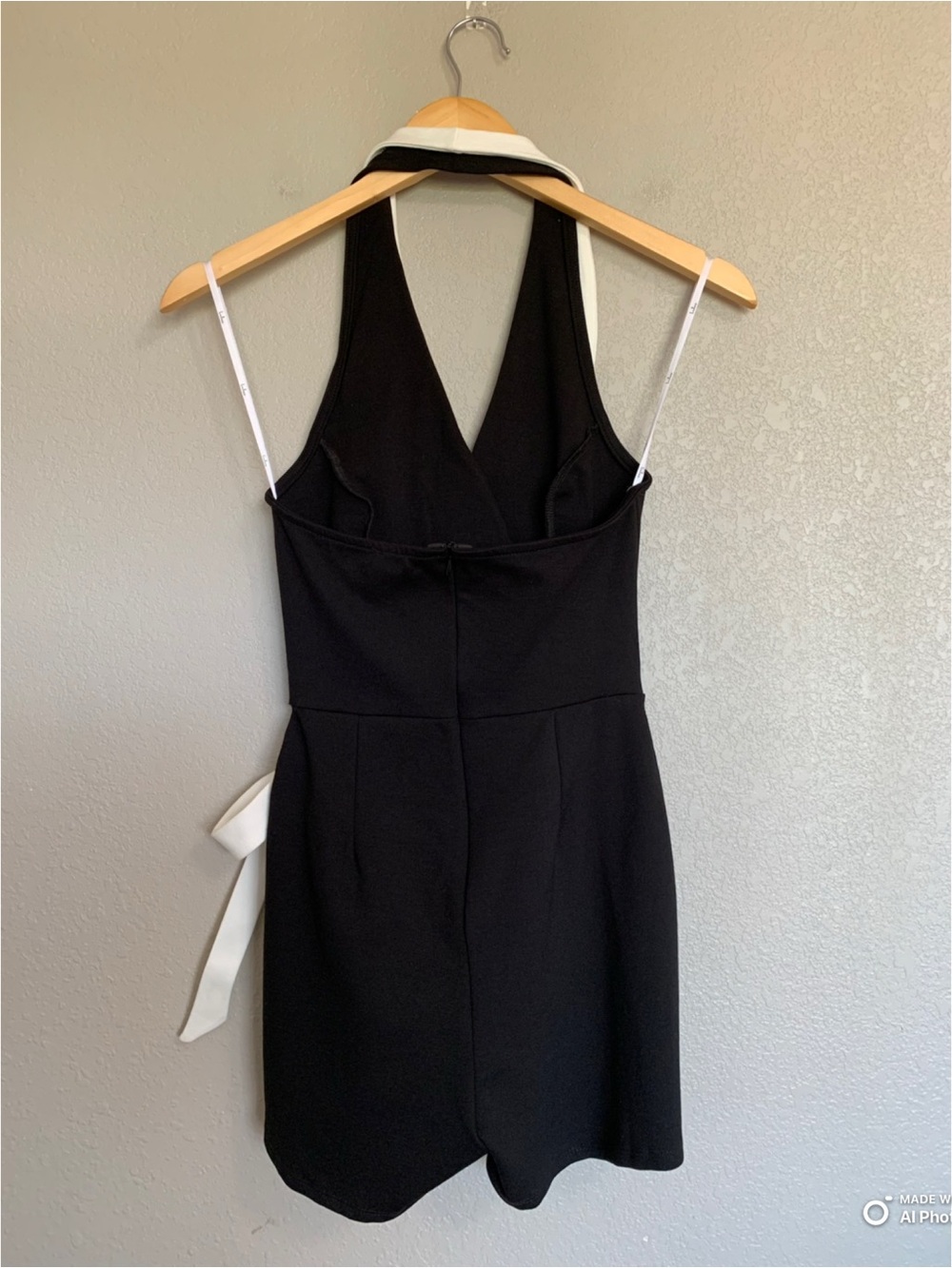 Lulus XS Cutest Poise Black Color Block Collared Halter Wrap Skort Romper NWT - Picture 10 of 17